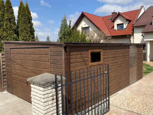 Garaż blaszany 4m x 6m, Orzech - drewnopodobny - obrazek 2